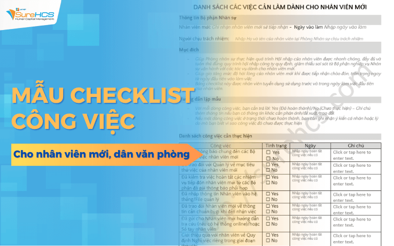 Mẫu checklist công việc hàng ngày cho nhân viên mới, dân văn phòng