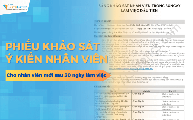 Phiếu khảo sát ý kiến nhân viên công ty sau 30 ngày làm việc đầu tiên