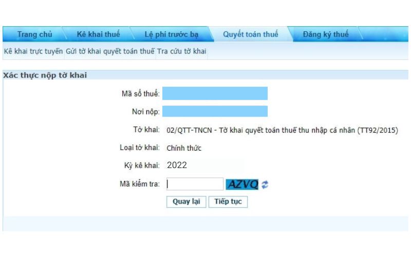 Quyết toán thuế TNCN online