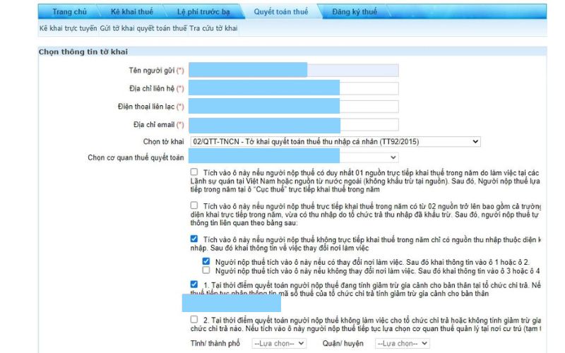 Quyết toán thuế TNCN online