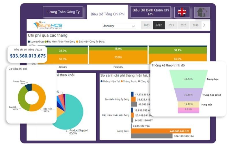 Báo cáo BI phân tích nguồn nhân lực từ số liệu trực quan