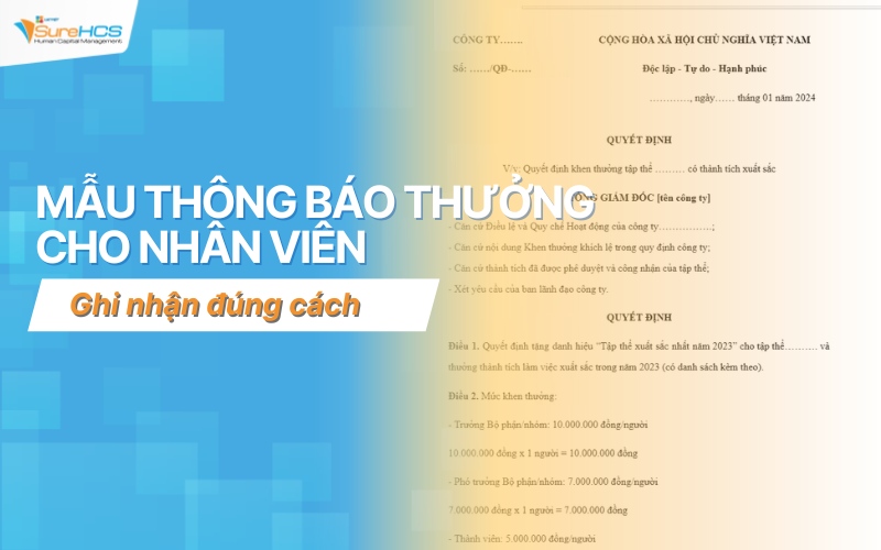 thông báo thưởng cho nhân viên