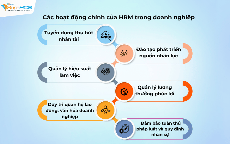 Các hoạt động chính của HRM trong doanh nghiệp