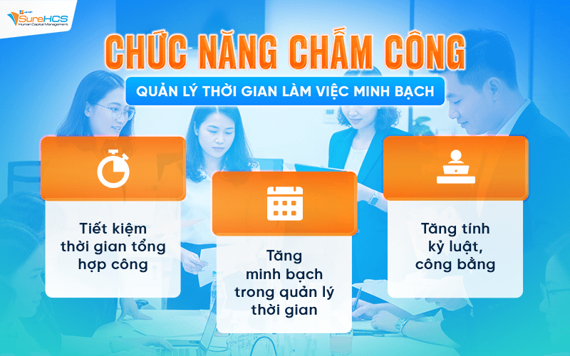Chức năng chấm công – Quản lý thời gian làm việc minh bạch
