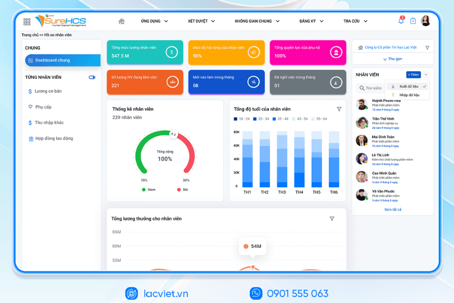 Phần mềm quản lý nhân sự Lạc Việt SureHCS