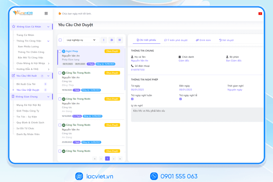 Phần mềm quản lý nhân sự Lạc Việt SureHCS