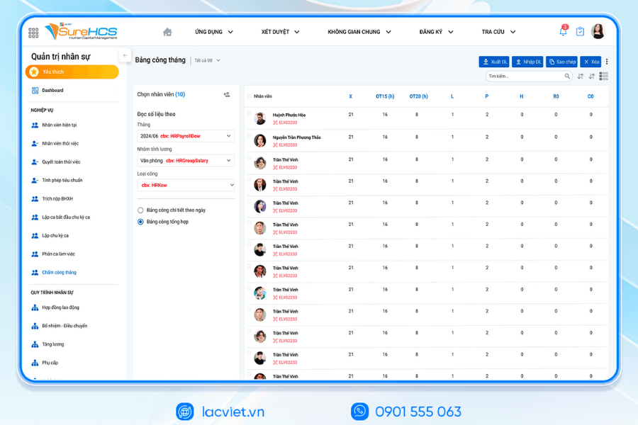 Phần mềm quản lý nhân sự Lạc Việt SureHCS