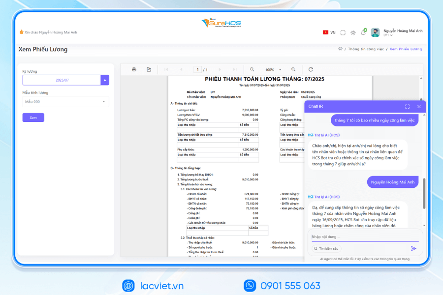 Phần mềm quản lý nhân sự Lạc Việt SureHCS