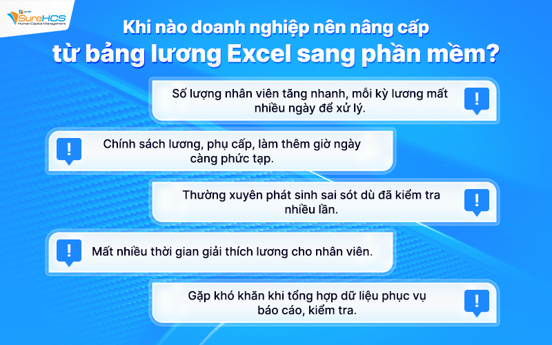 Khi nào doanh nghiệp nên nâng cấp từ bảng lương Excel sang phần mềm LV SureHCS &B?