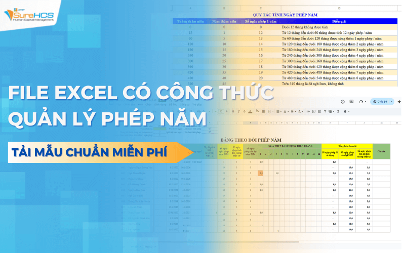File Excel quản lý phép năm chuẩn (công thức tính tự động & theo dõi phép) cho doanh nghiệp