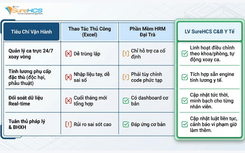 LV SureHCS C&B chấm công tính lương cho Bệnh viện – Y